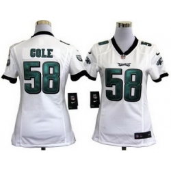 Women Nike Philadelphia Eagles 58 Trent Cole White Nike NFL Jerseys