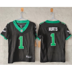 Women Philadelphia Eagles 1 Jalen Hurts Black F U S E  Throwback Vapor Untouchable Limited Stitched Football Jersey  Women Philadelphia Eagles 1 Jalen Hurts Black F U S E  Throwback Vapor Untouchable Limited Stitched Football Jersey