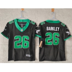 Women Philadelphia Eagles 26 Saquon Barkley Black Throwback F U S E  Vapor Untouchable Limited Stitched Football Jersey  Women Philadelphia Eagles 26 Saquon Barkley Black Throwback F U S E  Vapor Untouchable Limited Stitched Football Jersey
