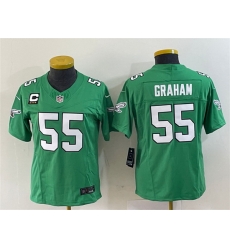 Women Philadelphia Eagles 55 Brandon Graham Green 2023 F U S E  With C Patch Stitched Football Jersey  Run Small