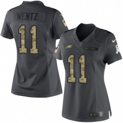 Womens Nike Philadelphia Eagles 11 Carson Wentz Limited Black 2016 Salute to Service NFL Jersey