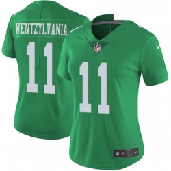 Womens Nike Philadelphia Eagles 11 Carson Wentz Limited Green Rush Vapor Untouchable Wentzylvania NFL Jersey