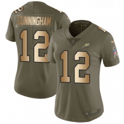 Womens Nike Philadelphia Eagles 12 Randall Cunningham Limited OliveGold 2017 Salute to Service NFL Jersey