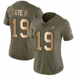 Womens Nike Philadelphia Eagles 19 Golden Tate III Limited Olive Gold 2017 Salute to Service NFL Jersey