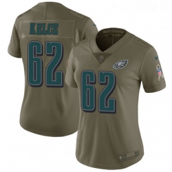 Womens Nike Philadelphia Eagles 62 Jason Kelce Limited Olive 2017 Salute to Service NFL Jersey