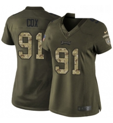 Womens Nike Philadelphia Eagles 91 Fletcher Cox Elite Green Salute to Service NFL Jersey