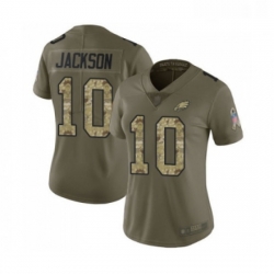 Womens Philadelphia Eagles 10 DeSean Jackson Limited Olive Camo 2017 Salute to Service Football Jersey