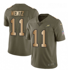 Youth Nike Philadelphia Eagles 11 Carson Wentz Limited OliveGold 2017 Salute to Service NFL Jersey