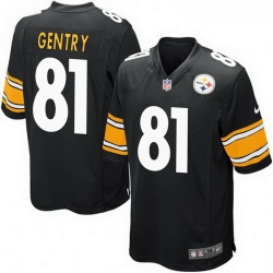 Men Nike 81 Zach Gentry Pittsburgh Steelers Game Black Team Color Jersey