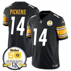 Men Pittsburgh Steelers 14 George Pickens Black 2024 F U S E 50th Anniversary Of Super Bowl IX Alternate Vapor Untouchable Limited Stitched Jersey