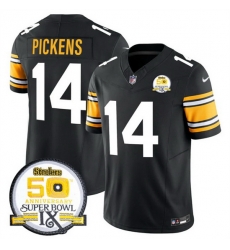 Men Pittsburgh Steelers 14 George Pickens Black 2024 F U S E 50th Anniversary Of Super Bowl IX Vapor Untouchable Limited Stitched Jersey