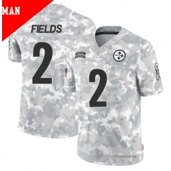 Men Pittsburgh Steelers #2 Justin Fields 2024 Arctic Camo Salute To Service Limited Stitched Football Jersey