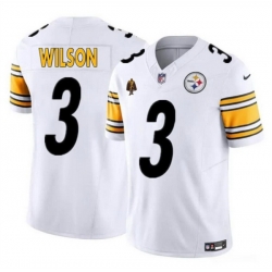 Men Pittsburgh Steelers 3 Russell Wilson White F U S E  With Walter Payton Patch Vapor Untouchable Limited Stitched Jersey