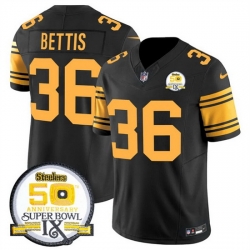 Men Pittsburgh Steelers 36 Jerome Bettis Black 2024 F U S E 50th Anniversary Of Super Bowl IX Color Rush Limited Stitched Jersey