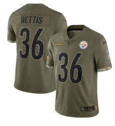 Men Pittsburgh Steelers 36 Jerome Bettis Olive 2022 Salute To Service Limited Stitched Jersey