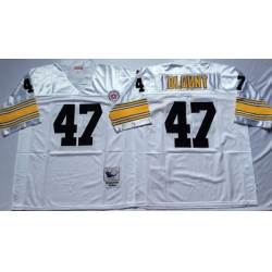 Men Pittsburgh Steelers 47 Mel Blount White M&N Throwback Jersey