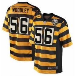 Men Pittsburgh Steelers 56 Lamarr Woodley Yellow Black 80 Season PatchThrowback Jersey