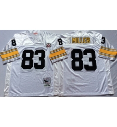 Men Pittsburgh Steelers 83 Heath Miller White M&N Throwback Jersey