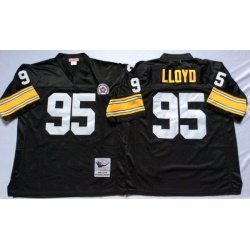 Men Pittsburgh Steelers 95 Greg Lloyd Black M&N Throwback Jersey