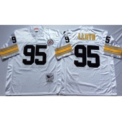 Men Pittsburgh Steelers 95 Greg Lloyd White M&N Throwback Jersey