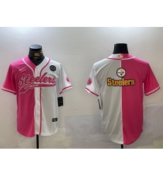 Men Pittsburgh Steelers Big Logo 2024 Arctic Red White Salute To Service Stitched Baseball Jersey 7