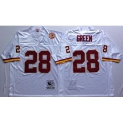 Men Redskins 28 Darrell Green White M&N Throwback Jersey