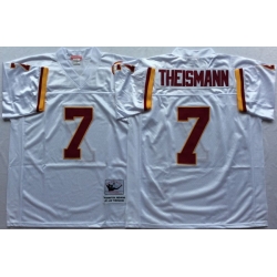 Men Redskins 7 Joe Theismann White M&N Throwback Jersey