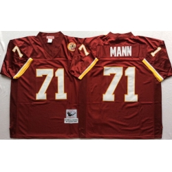 Men Redskins 71 Charles Mann Red M&N Throwback Jersey