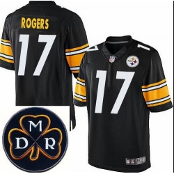 Men's Nike Pittsburgh Steelers #17 Eli Rogers Elite Black NFL MDR Dan Rooney Patch Jersey