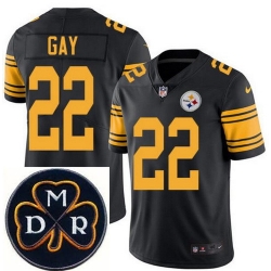 Men's Nike Pittsburgh Steelers #22 William Gay Elite Black Rush NFL MDR Dan Rooney Patch Jersey