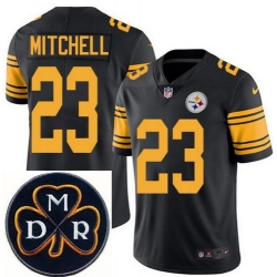 Men's Nike Pittsburgh Steelers #23 Mike Mitchell Elite Black Rush NFL MDR Dan Rooney Patch Jersey