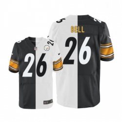 Mens Nike Pittsburgh Steelers 26 LeVeon Bell Elite BlackWhite Split Fashion NFL Jersey