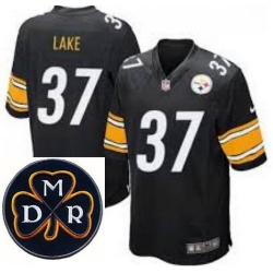 Men's Nike Pittsburgh Steelers #37 Carnell Lake Elite Black NFL MDR Dan Rooney Patch Jersey