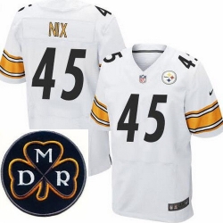 Men's Nike Pittsburgh Steelers #45 Roosevelt Nix Elite White NFL MDR Dan Rooney Patch Jersey