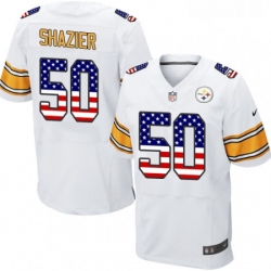 Mens Nike Pittsburgh Steelers 50 Ryan Shazier Elite White Road USA Flag Fashion NFL Jersey