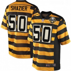 Mens Nike Pittsburgh Steelers 50 Ryan Shazier Game YellowBlack Alternate 80TH Anniversary Throwback NFL Jersey