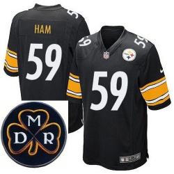 Men's Nike Pittsburgh Steelers #59 Jack Ham Elite Black NFL MDR Dan Rooney Patch Jersey