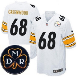 Men's Nike Pittsburgh Steelers #68 L.C. Greenwood Elite White NFL MDR Dan Rooney Patch Jersey