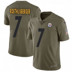 Mens Nike Pittsburgh Steelers 7 Ben Roethlisberger Limited Olive 2017 Salute to Service NFL Jersey