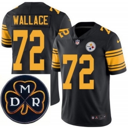 Men's Nike Pittsburgh Steelers #72 Cody Wallace Elite Black Rush NFL MDR Dan Rooney Patch Jersey