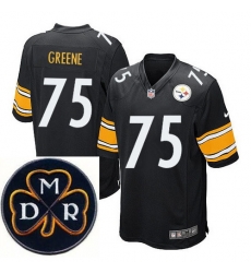 Men's Nike Pittsburgh Steelers #75 Joe Greene Black NFL Elite MDR Dan Rooney Patch Jersey
