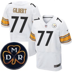 Men's Nike Pittsburgh Steelers #77 Marcus Gilbert Elite White NFL MDR Dan Rooney Patch Jersey