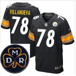 Men's Nike Pittsburgh Steelers #78 Alejandro Villanueva Black Team Color Stitched NFL Elite MDR Dan Rooney Patch Jersey