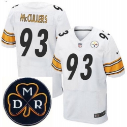 Men's Nike Pittsburgh Steelers #93 Dan McCullers Elite White NFL MDR Dan Rooney Patch Jersey