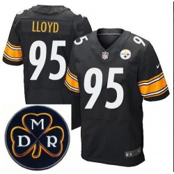 Men's Nike Pittsburgh Steelers #95 Greg Lloyd Elite Black NFL MDR Dan Rooney Patch Jersey