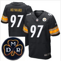 Men's Nike Pittsburgh Steelers #97 Cameron Heyward Black Team Color Stitched NFL Elite MDR Dan Rooney Patch Jersey