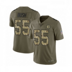 Mens Pittsburgh Steelers 55 Devin Bush Limited Olive Camo 2017 Salute to Service Football Jersey