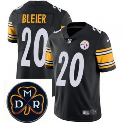 Nike Steelers #20 Rocky Bleier Black  Mens NFL Vapor Untouchable Limited Stitched With MDR Dan Rooney Patch Jersey