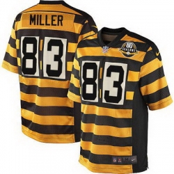 Nike Steelers #83 Heath Miller Yellow Black Alternate Mens Stitched NFL 80TH Throwback Elite Jersey