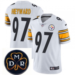 Nike Steelers #97 Cameron Heyward White Mens NFL Vapor Untouchable Limited Stitched With MDR Dan Rooney Patch Jersey